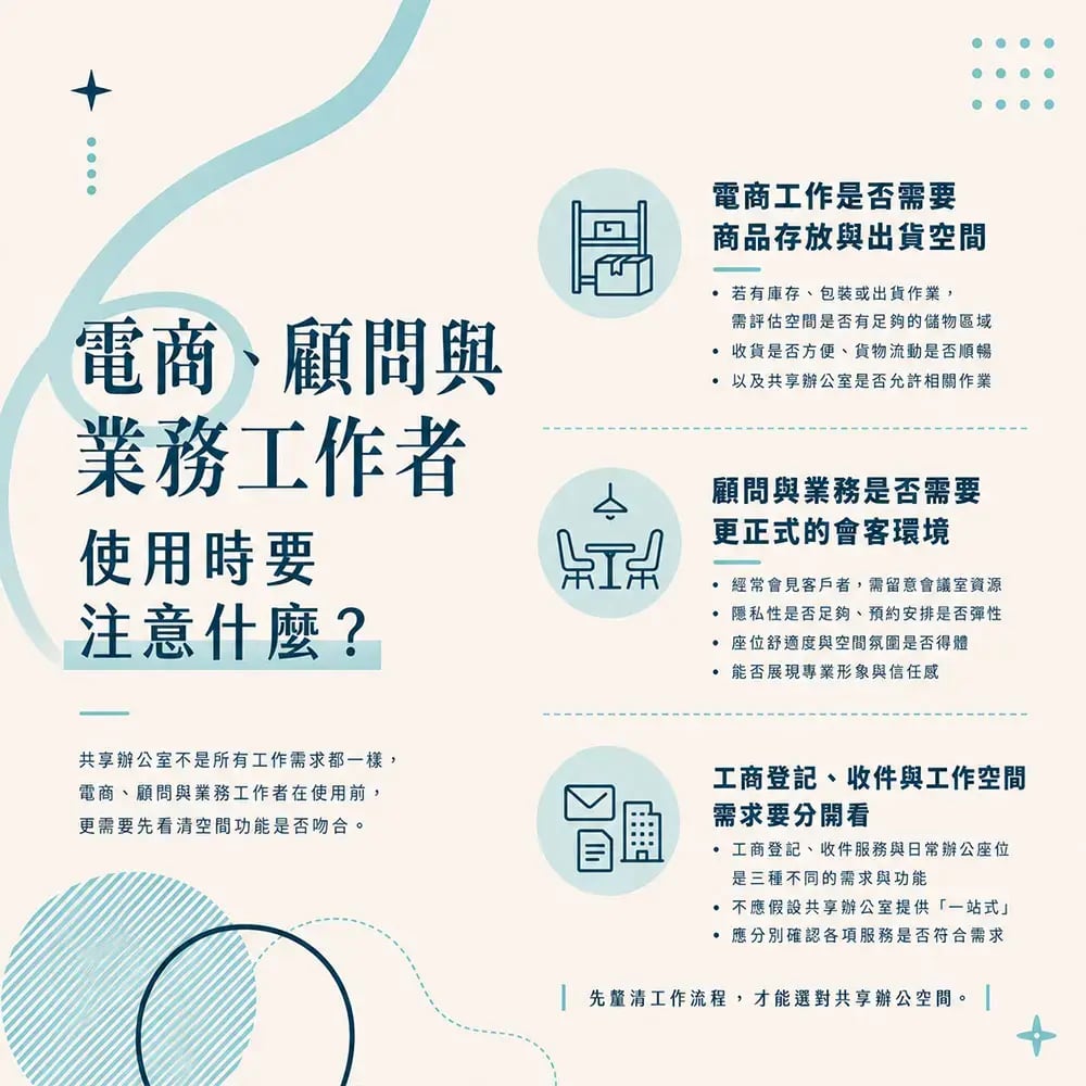 你的工作真的適合共享辦公室嗎-電商顧問及業務工作者使用共享辦公室時應注意事項-道騰共享平台